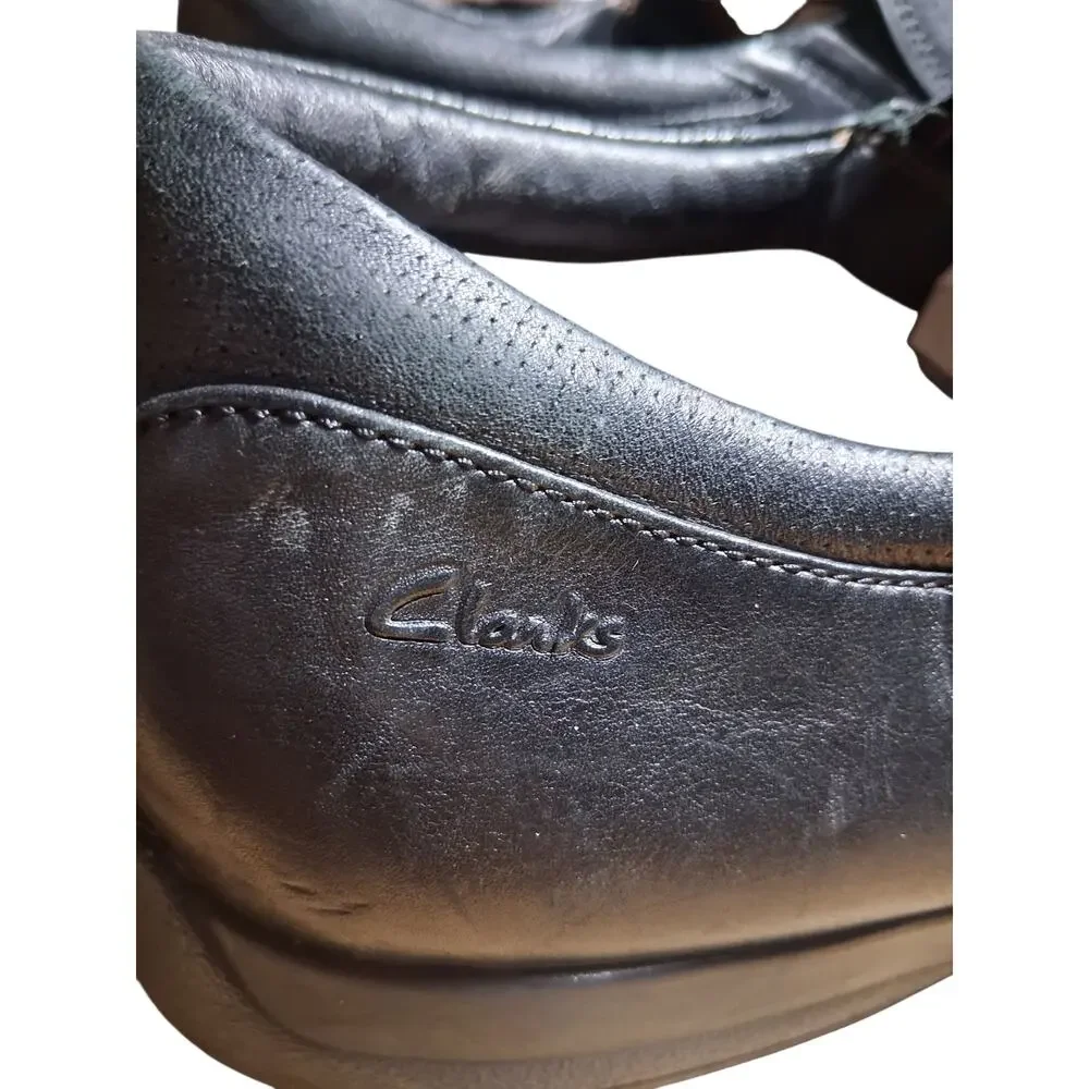 Clarks Plus Black Leather‎ Mens size 11M Casual Career Church Slip-on Loafers